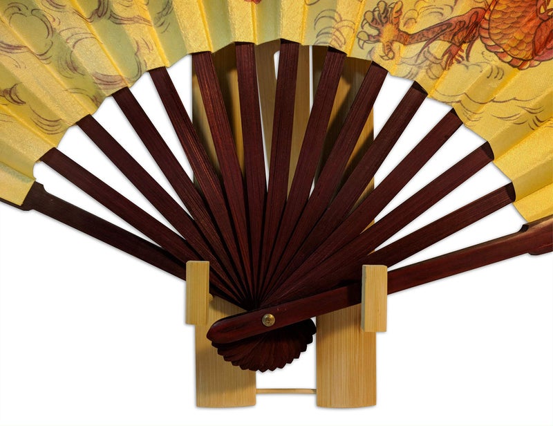 C&K Solutions Bamboo Tripod Folding Fan Stand Wall Mount; Sturdy Display Base; Large Japanese Hand Held Fan Holder - Image 5